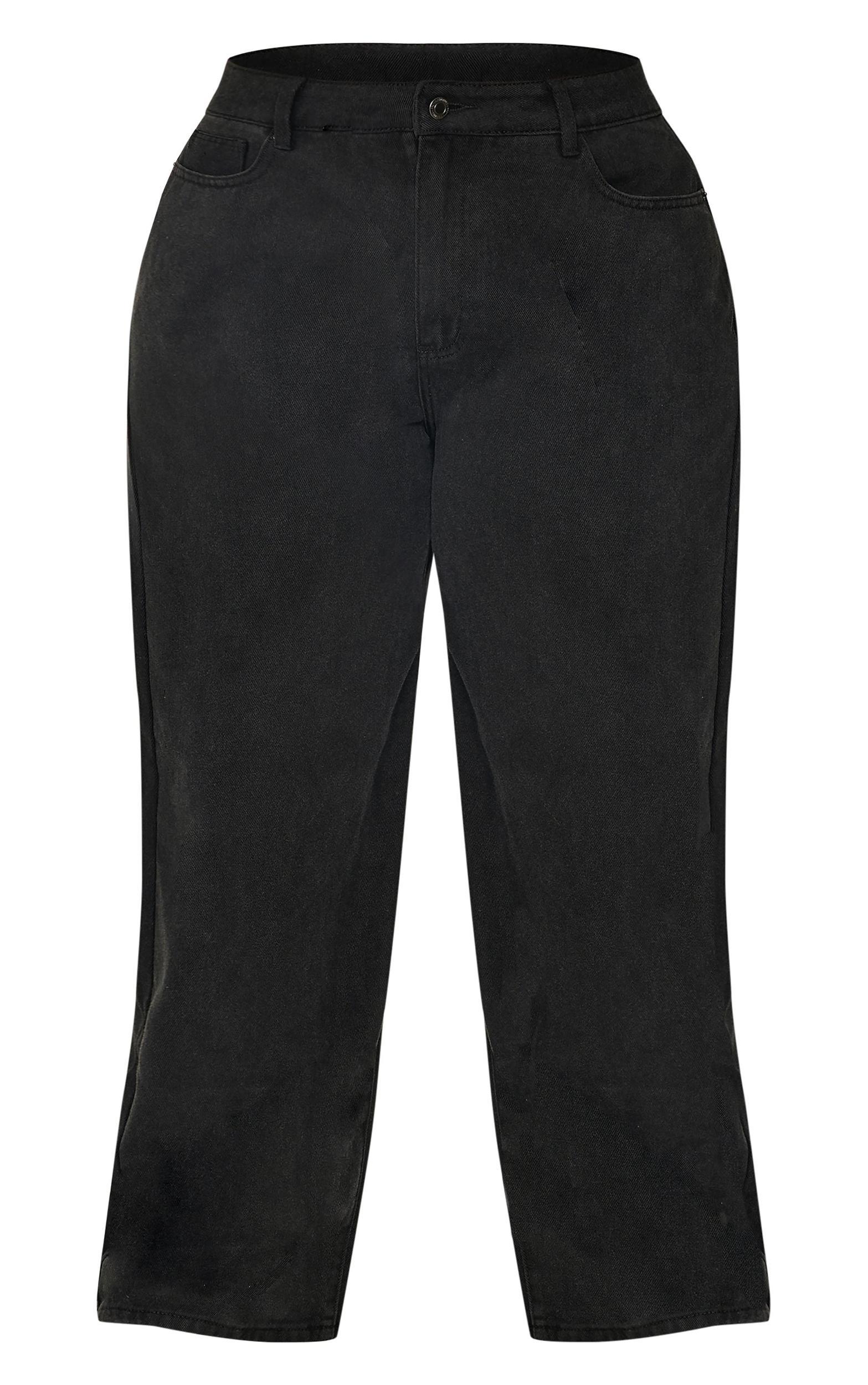  Plus Black Washed Wide Leg Jeans Product Image