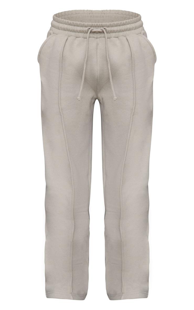 Petite Moss Grey Wide Leg Seam Detailed Sweatpants Product Image
