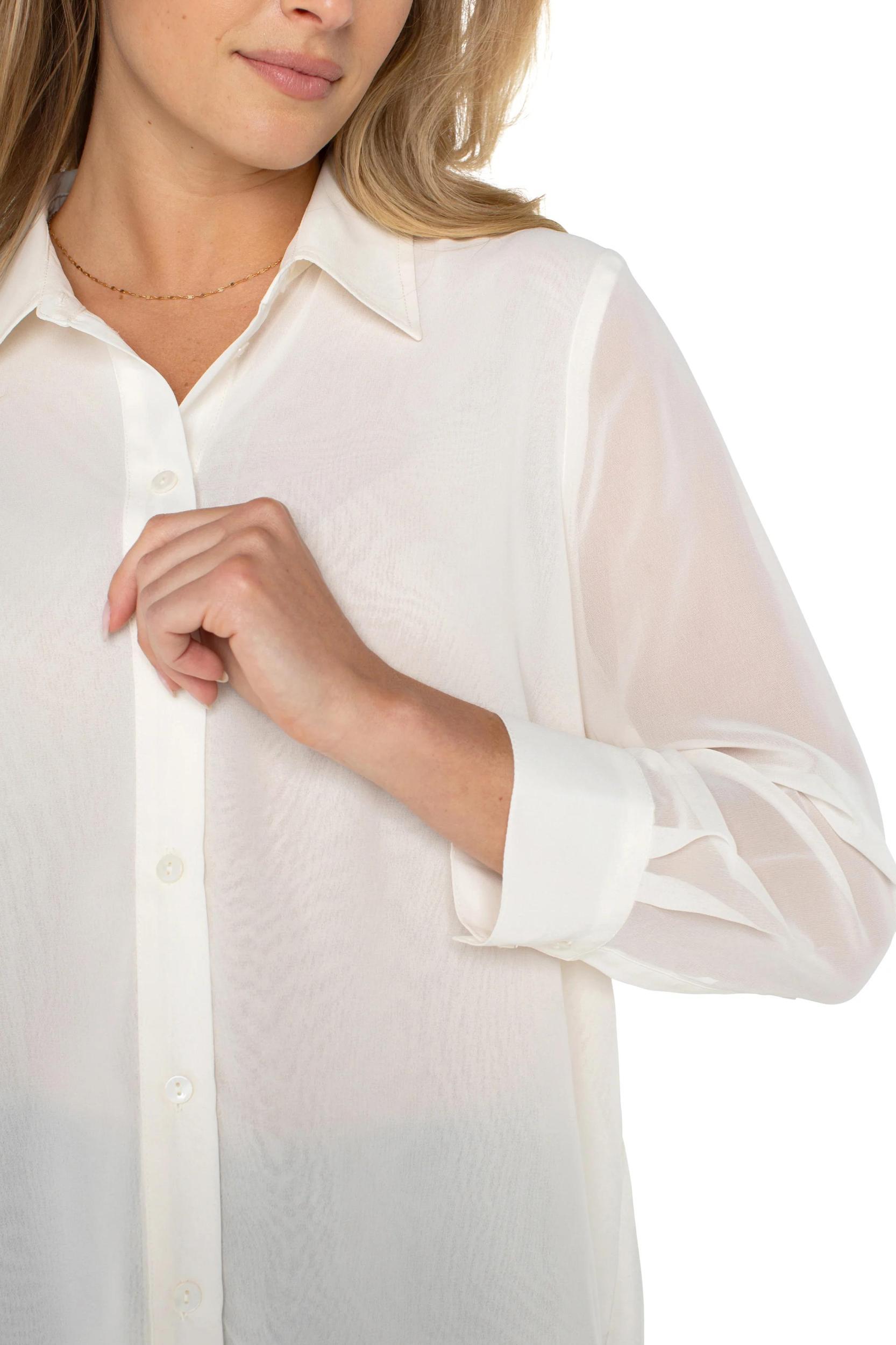Long Sleeve Woven shirt with pleat back detail Product Image