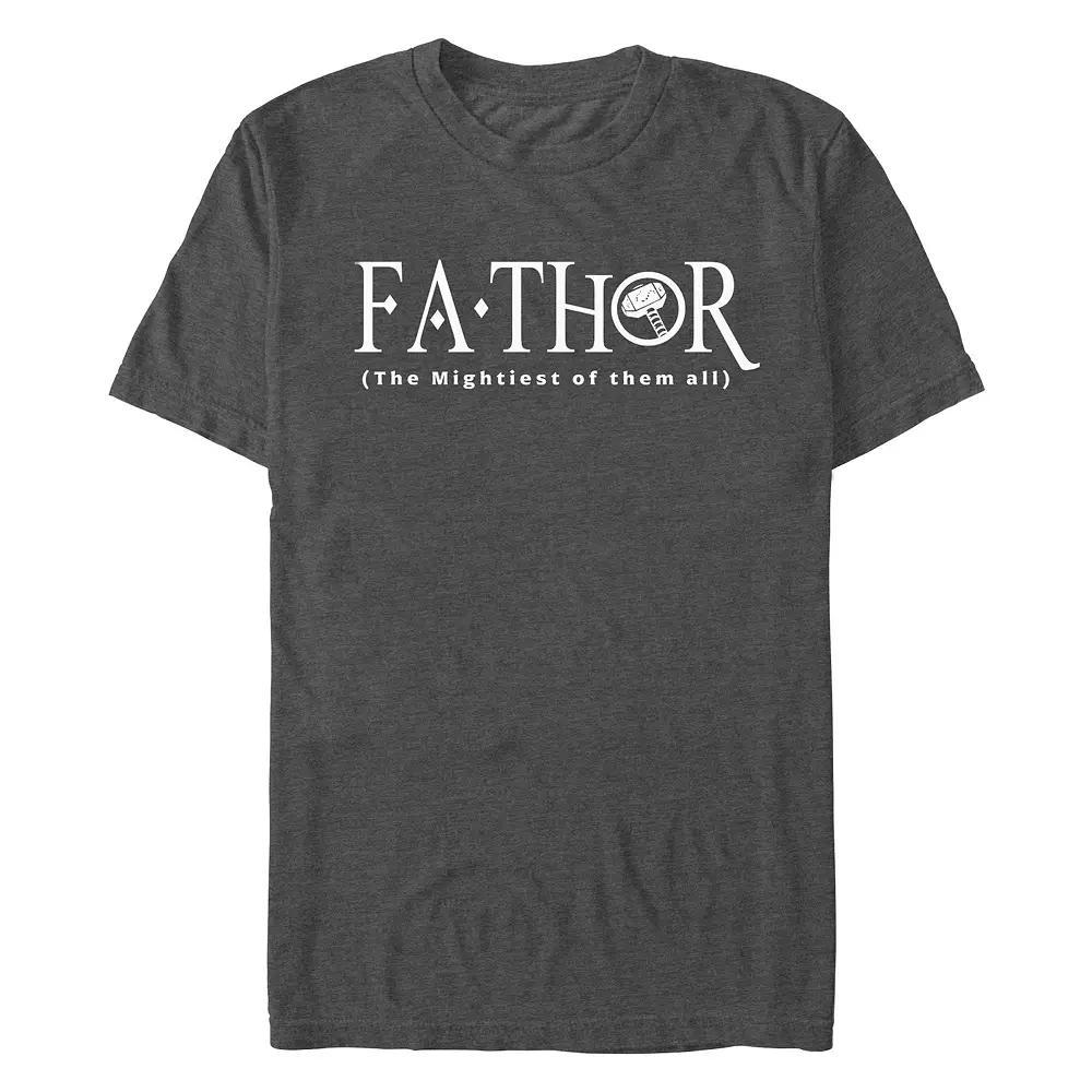Men's Marvel Thor The Mightiest FaThor Graphic Tee, Size: Medium, Grey Heather Product Image