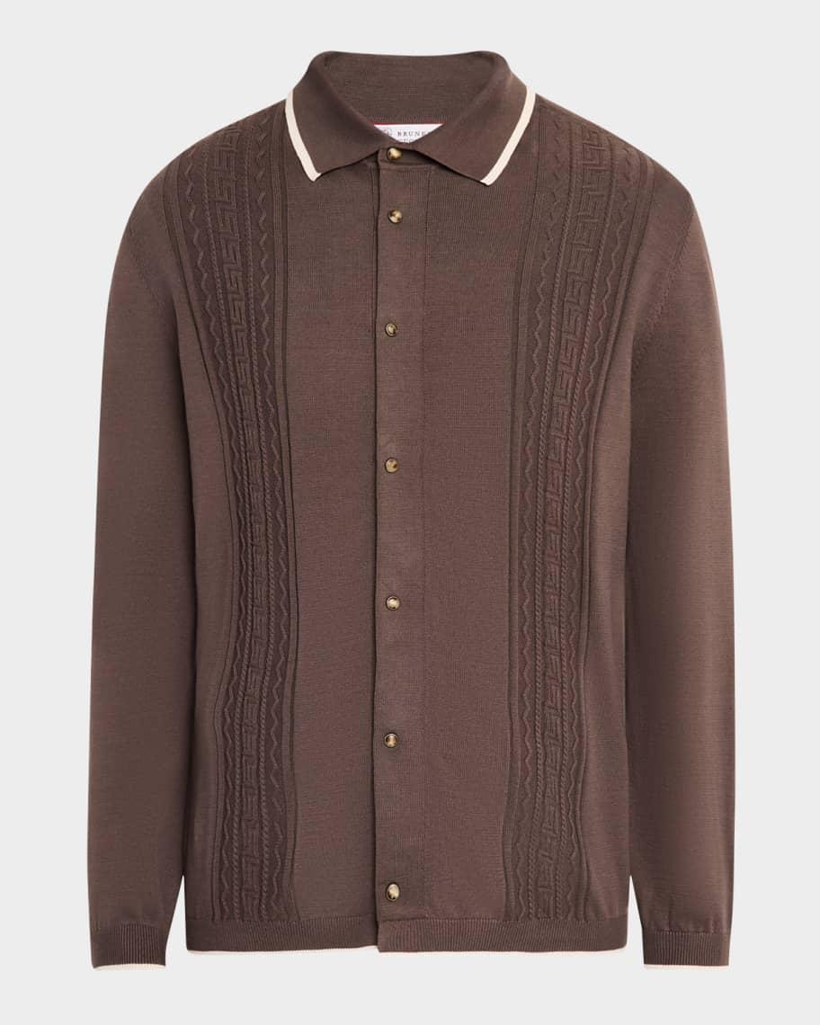Mens Jacquard Snap-Front Polo Sweater Product Image