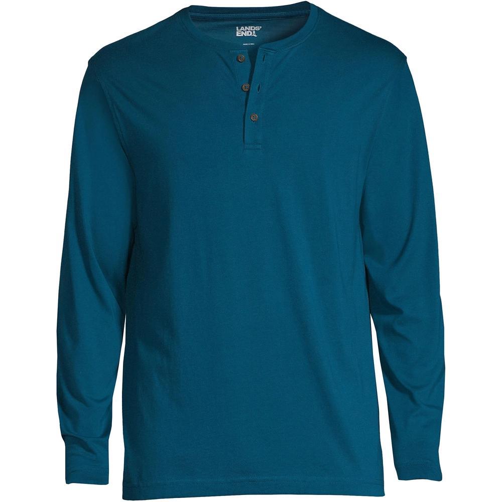 Men's Lands' End Long Sleeve Supima Jersey Henley Top, Size: Large, Radiant Blue Product Image