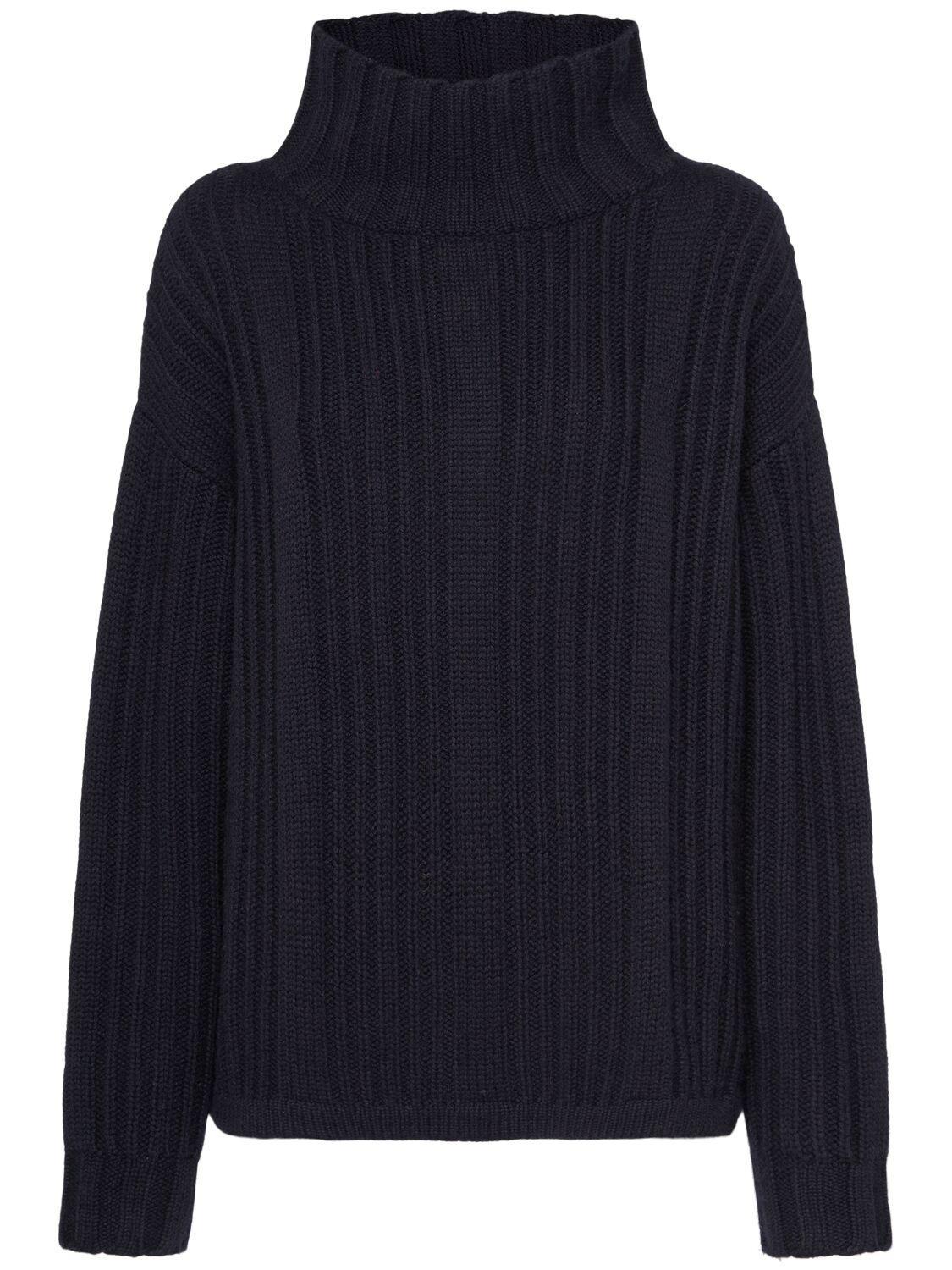 MAX MARA Vitalba Wool Knit Turtleneck Sweater In Blue Product Image