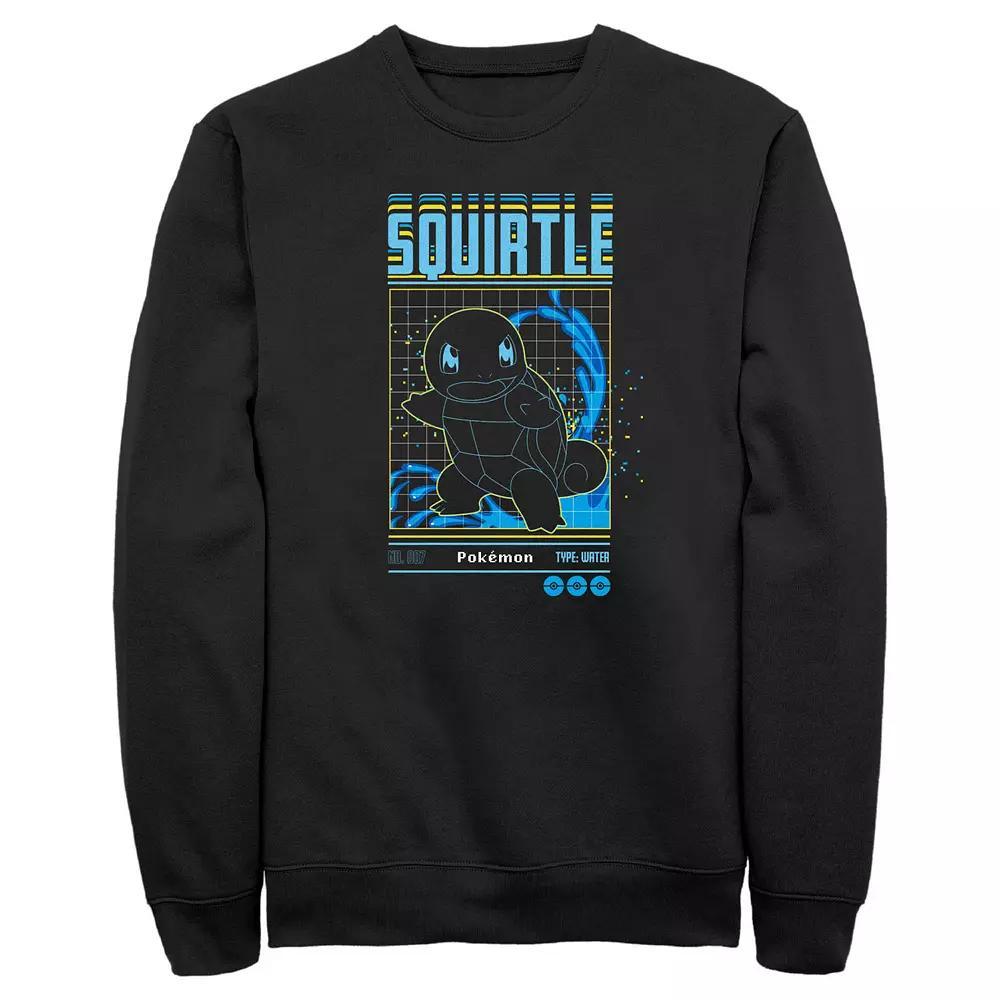 Men's Pokemon Squirtle Grid Background Graphic Fleece, Size: Large, Black Product Image
