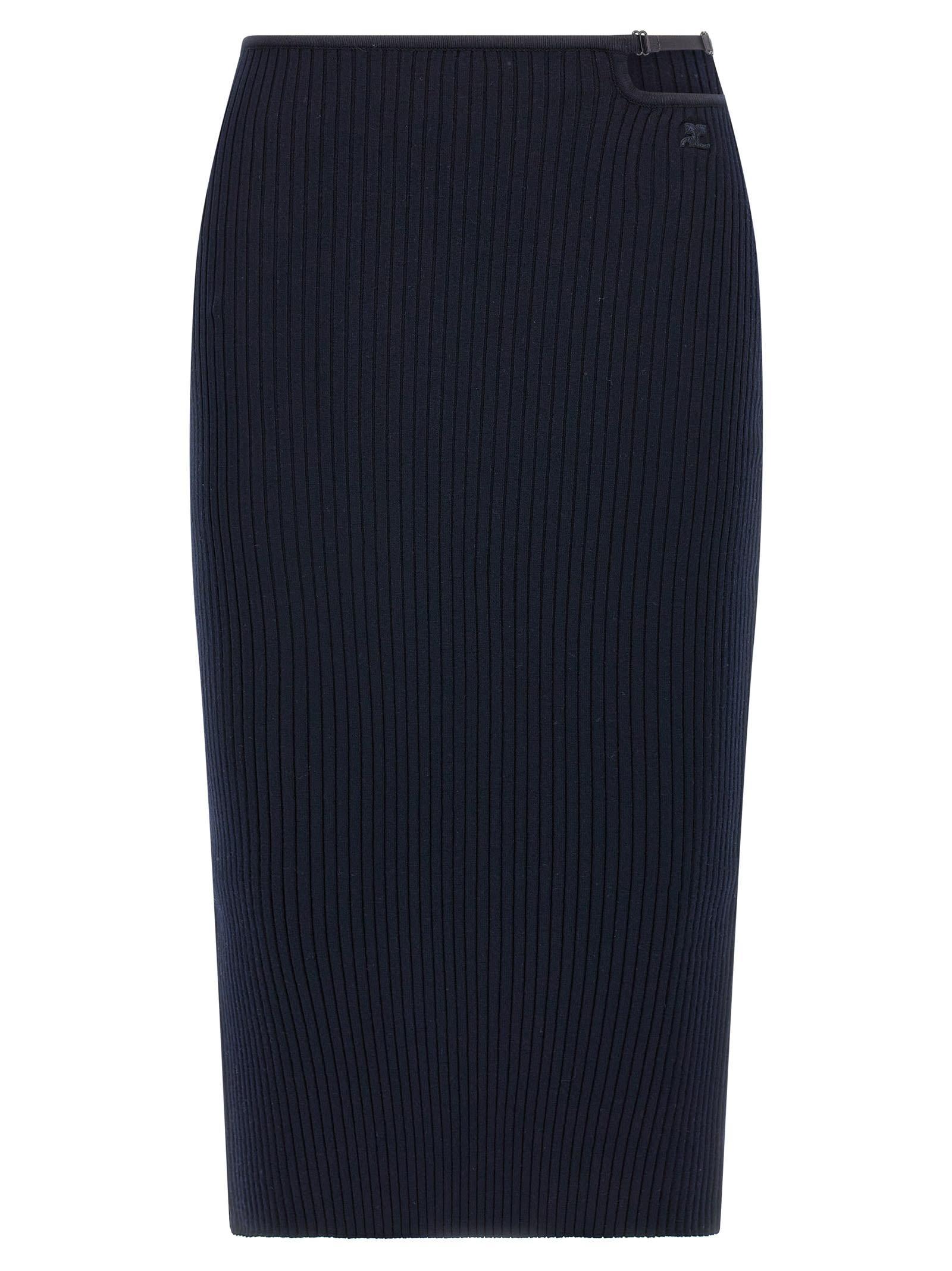 COURRÈGES Loop Rib Knit Skirt In Blue Product Image