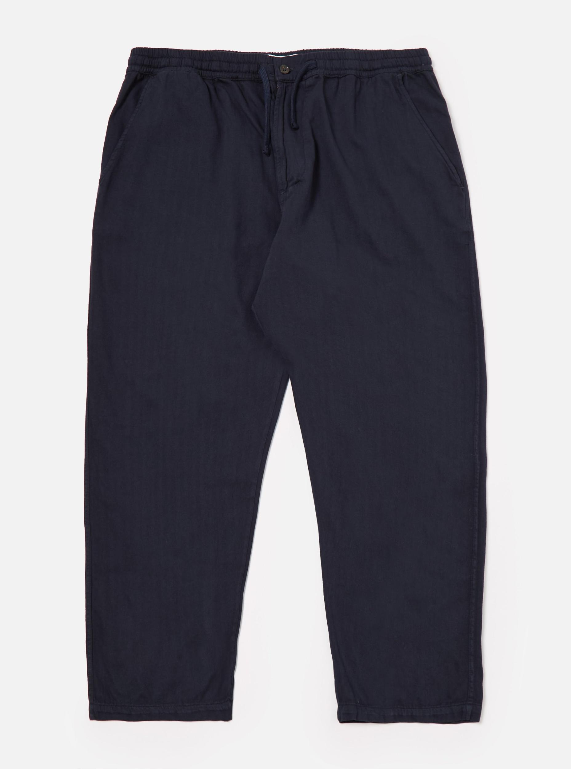 Dark Navy Herringbone Cotton Hi Water Trouser Product Image
