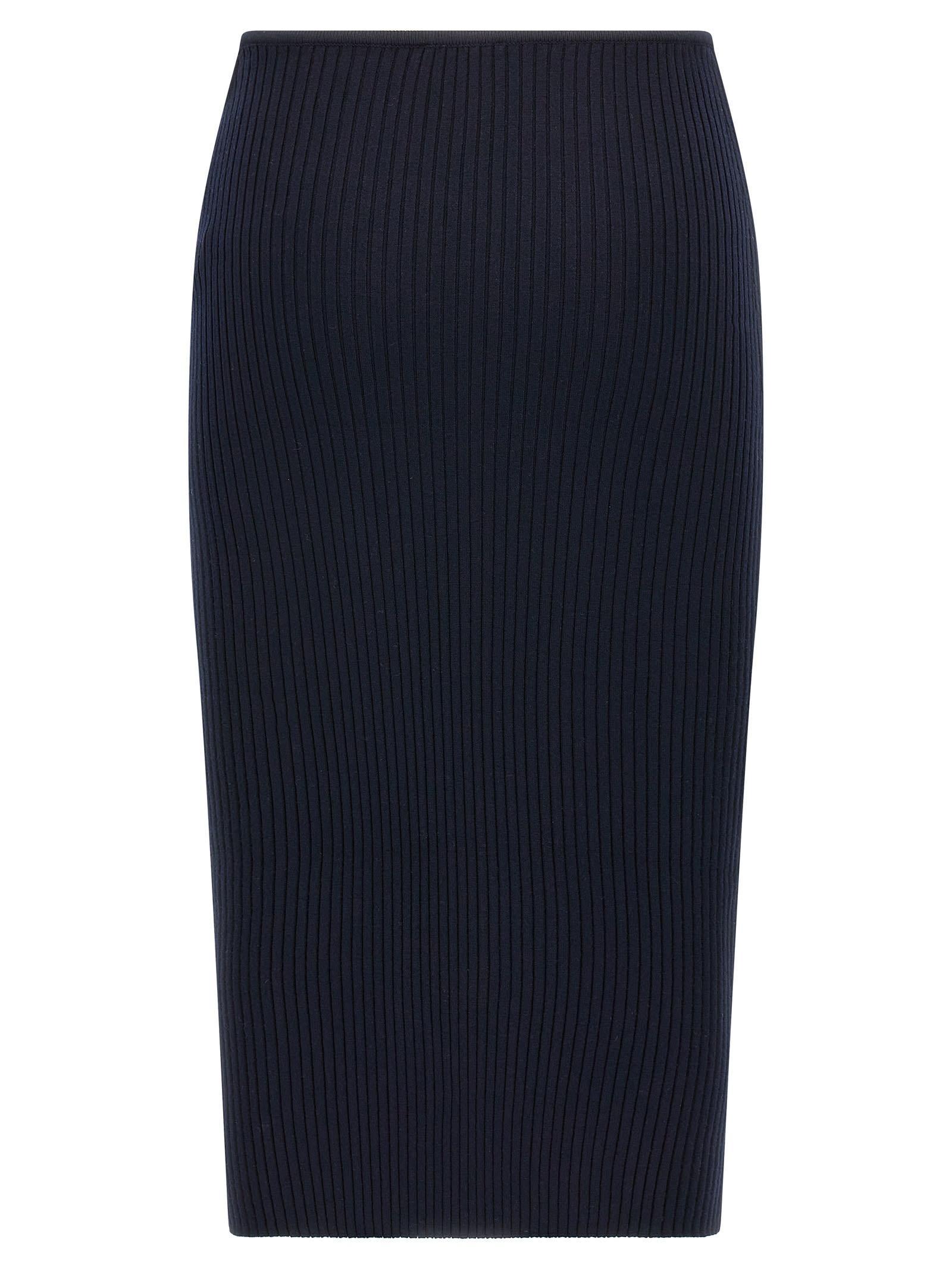 COURRÈGES Loop Rib Knit Skirt In Blue Product Image