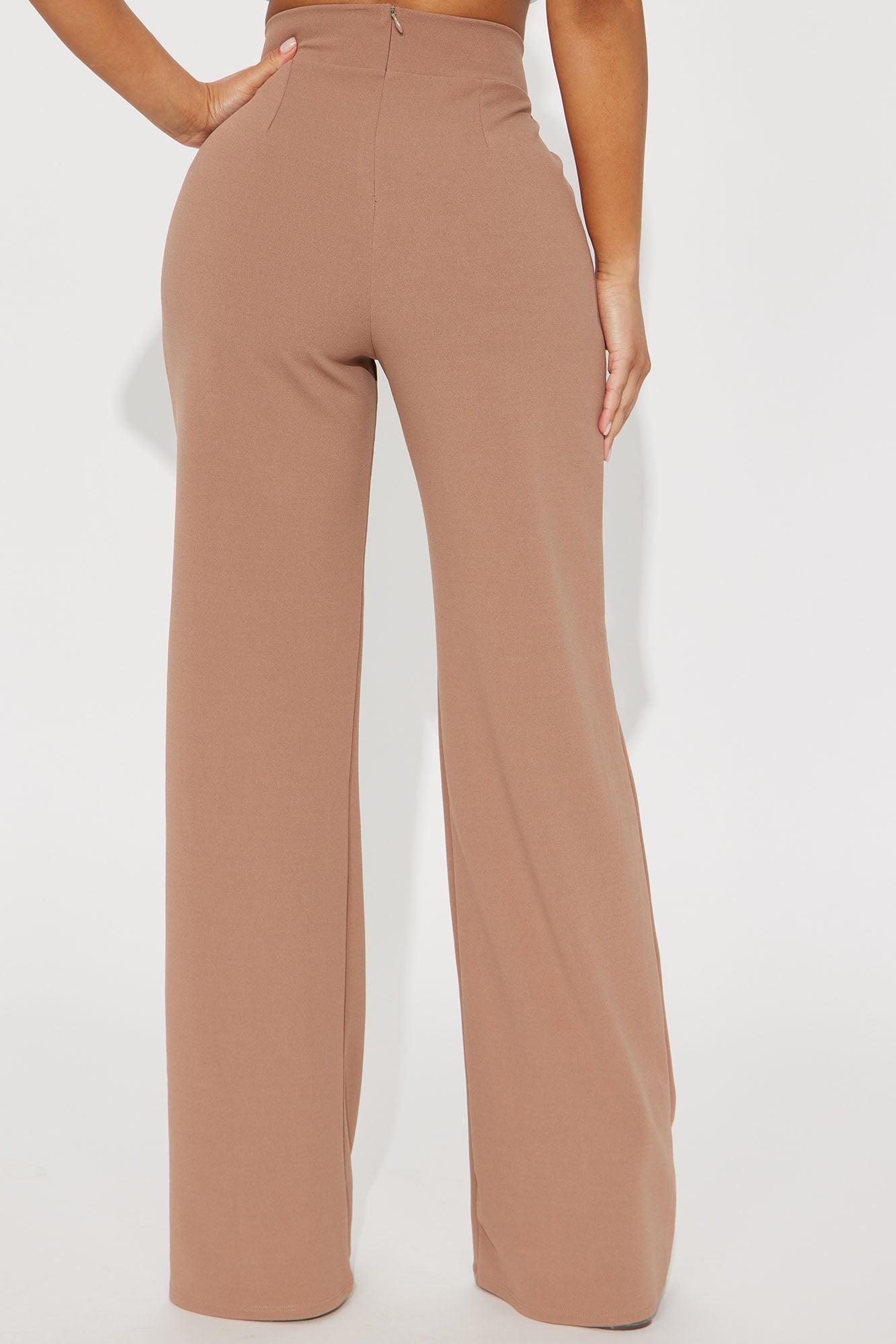 Petite Call It Even Wide Leg Dress Pants - Taupe Product Image