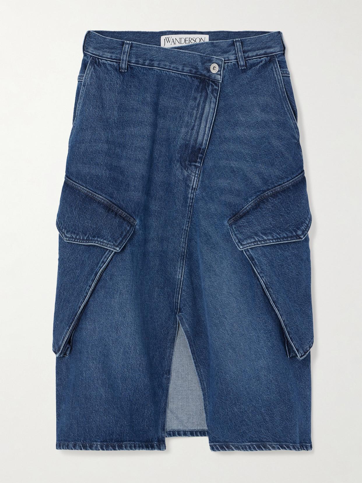 JW ANDERSON Denim Cargo Pocket Midi Skirt In Blue Product Image