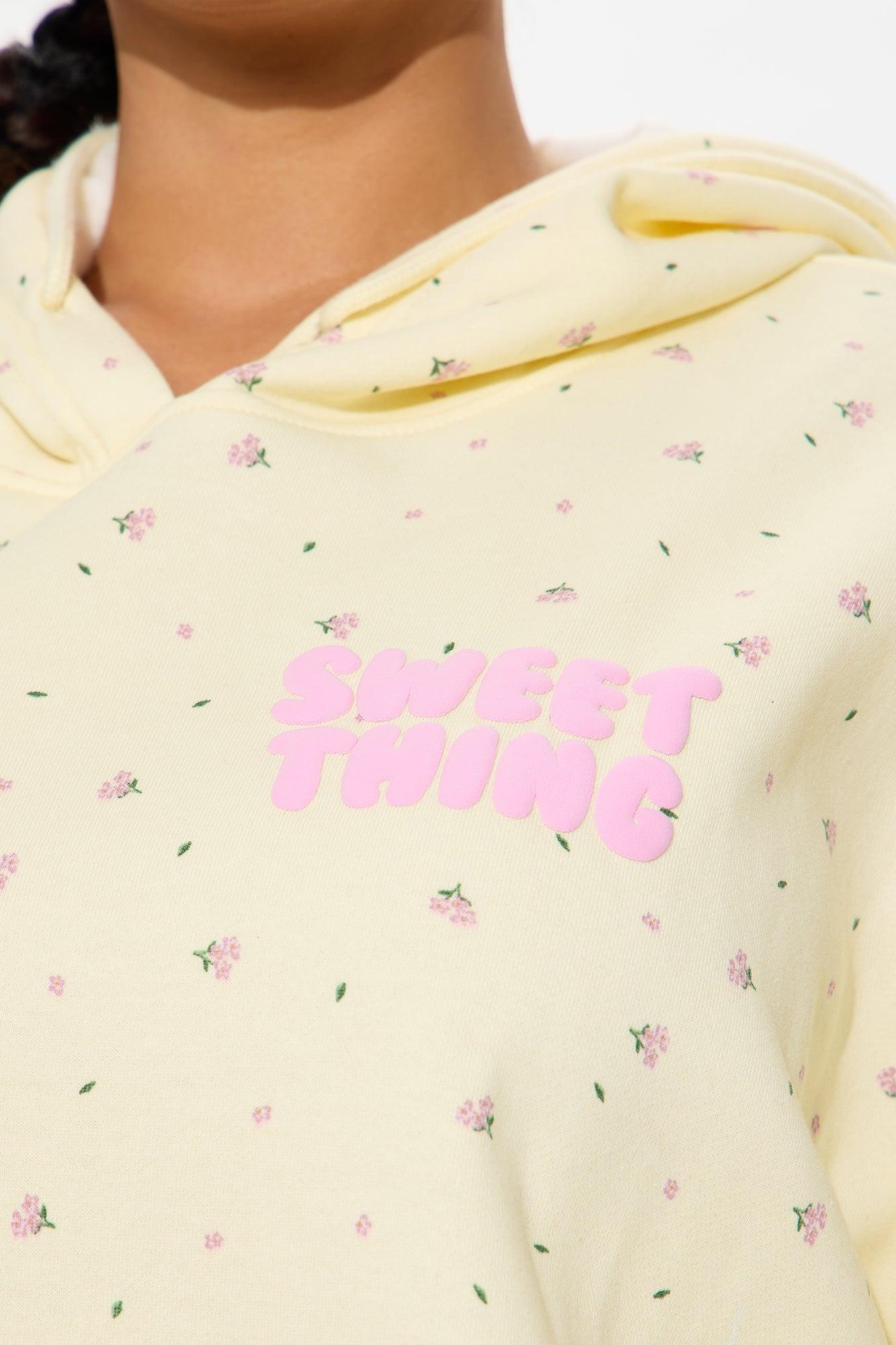 Happy Life  Ditsy Floral Sweatshort Set - Cream/combo Product Image