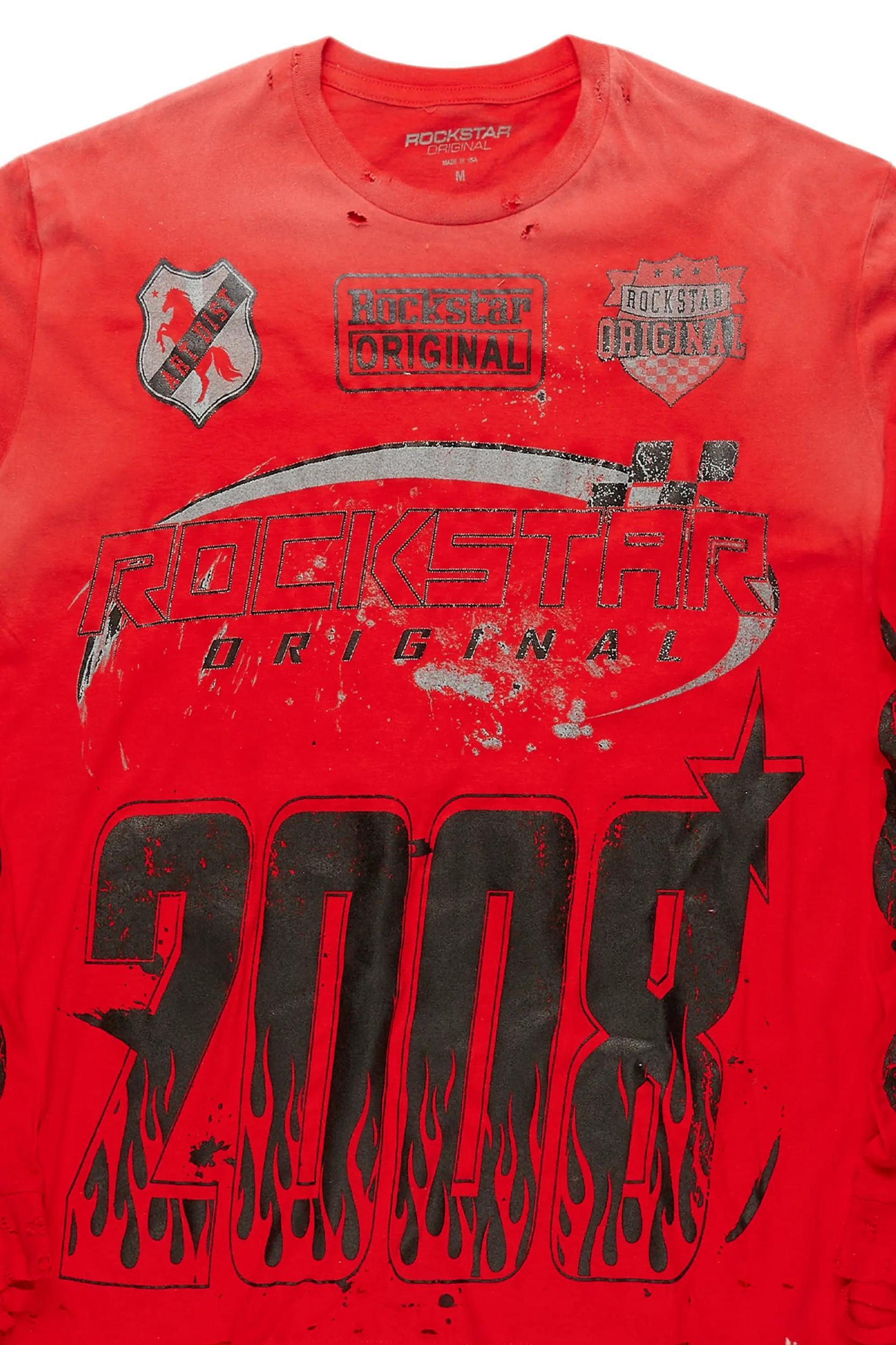 Amos Red Long Sleeve Graphic T-Shirt Male Product Image