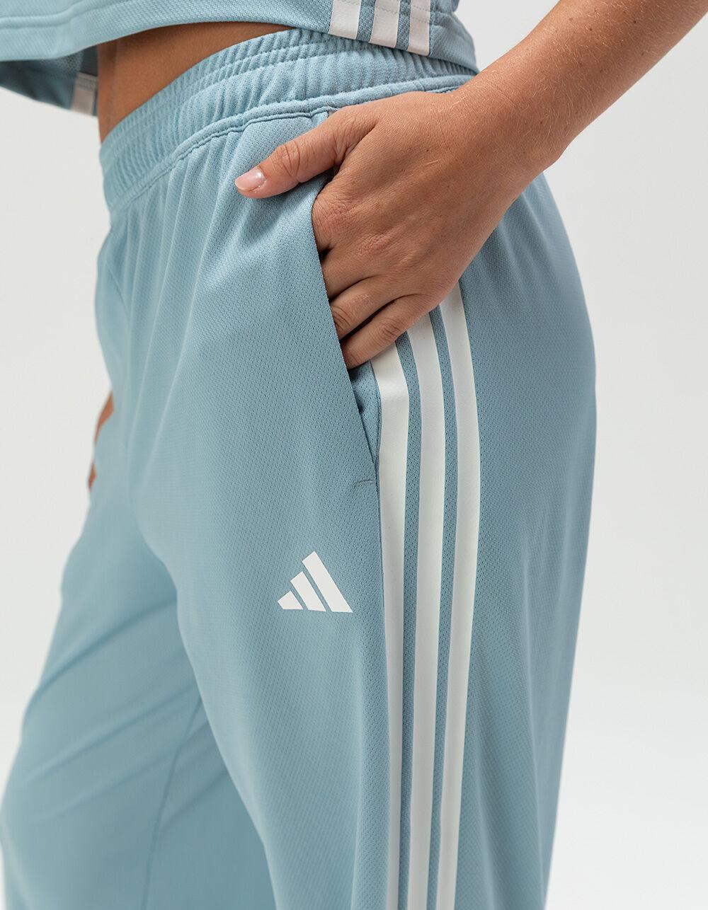 ADIDAS Tiro Cut 3-Stripes Womens Mesh Wide Leg Pants - DUSTY BLUE Product Image