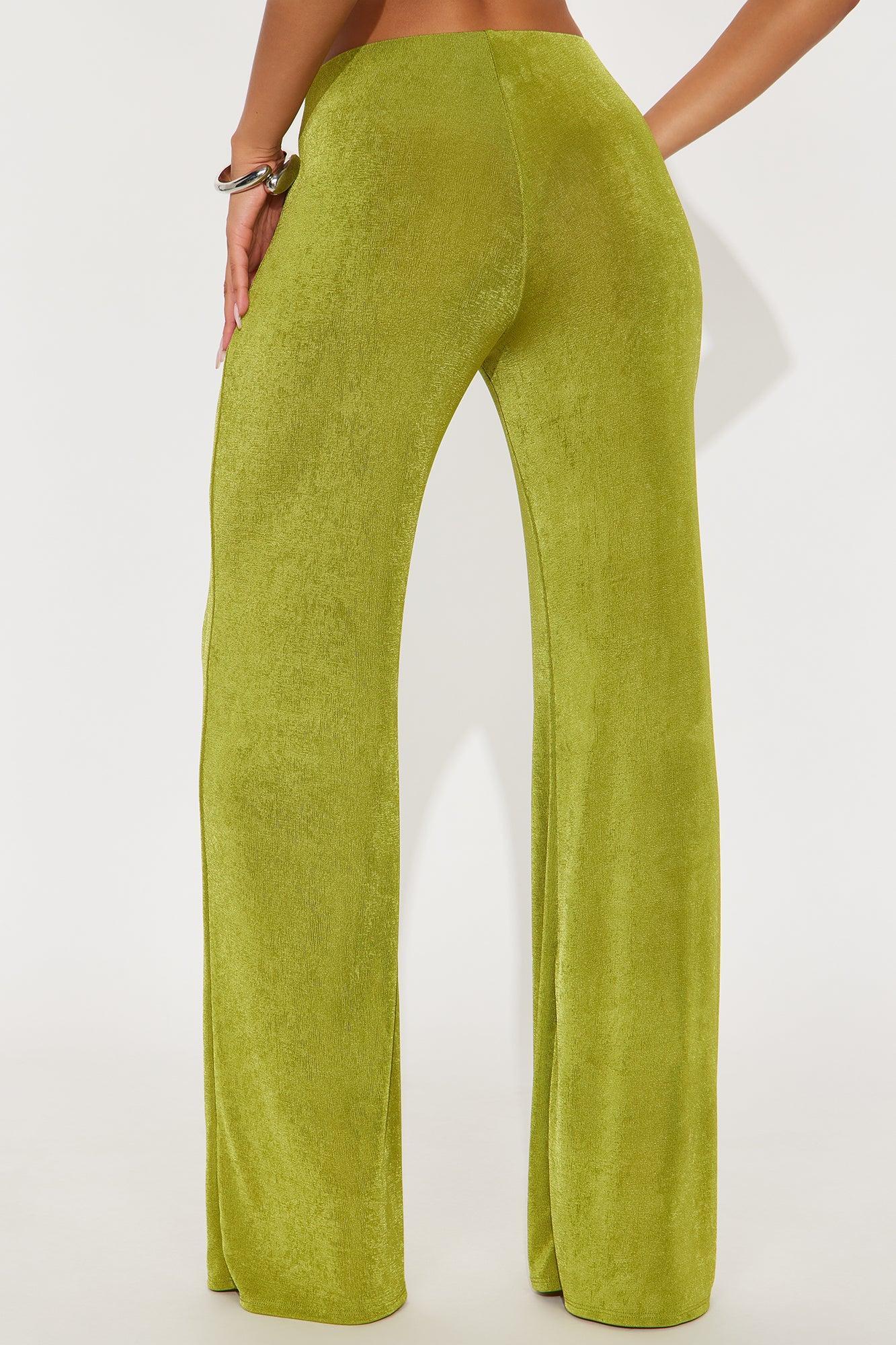 Not Your Average Slinky Wide Leg Pant 32″ - Chartreuse Product Image