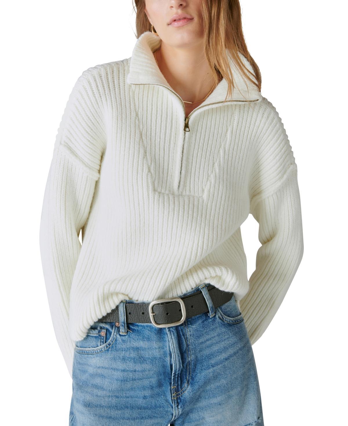 Lucky Brand 1/2 Zip Pullover Sweater (Whisper ) Women's Sweater Product Image