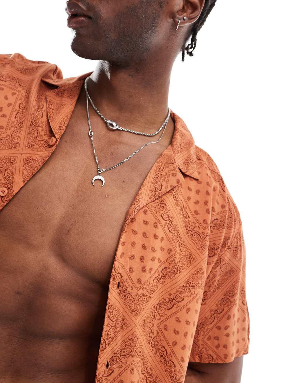 Hunky Trunks diamond paisley print beach shirt in rust - part of a set Product Image