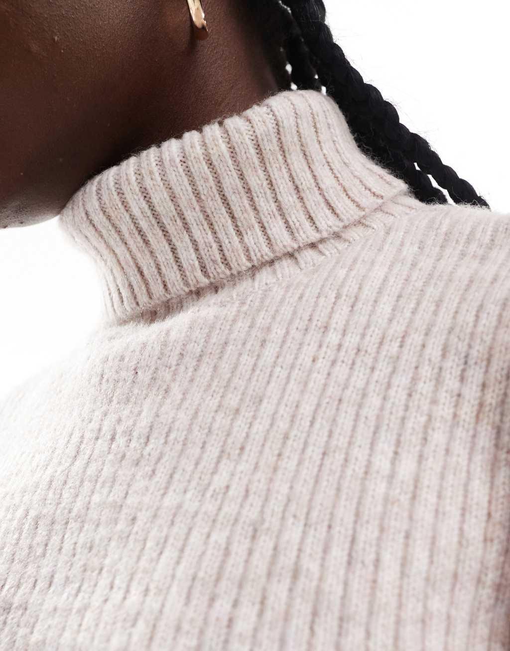 ONLY long sleeve rollneck sweater in off white  Product Image