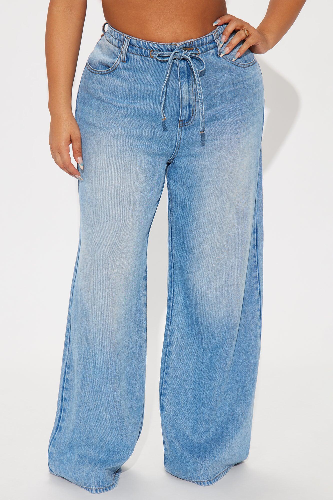 Beachfront Drapey Wide Leg Jeans - Vintage Wash Product Image