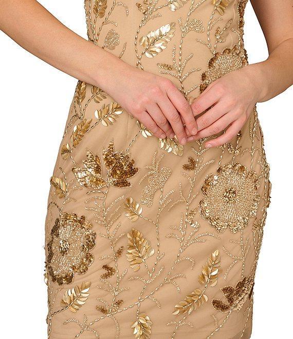 Aidan Mattox Beaded Mesh High Neck Racerback Sheath Dress Product Image