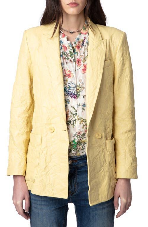 Womens Visko Crinkle Leather Blazer Product Image