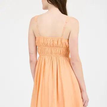 Apricot Front Tie Gathered Waist Sleeveless Mini Dress Female Product Image
