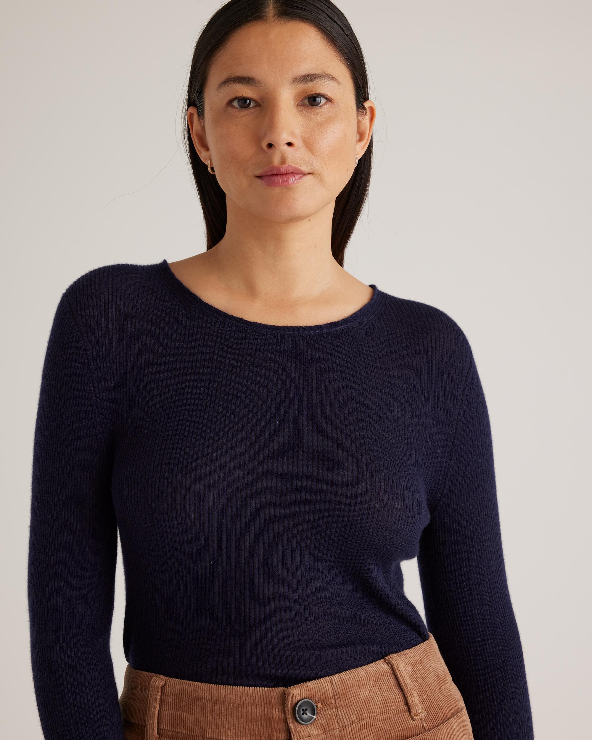 Quince | Women's Featherweight Cashmere Ribbed Crewneck Sweater Product Image