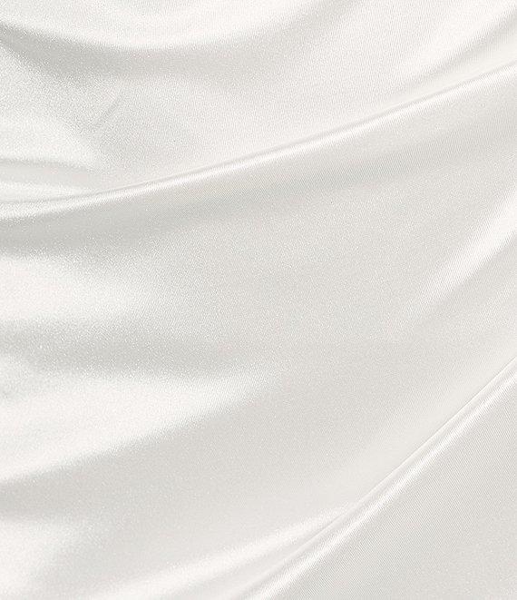 Honey and Rosie Satin Spaghetti Straps Pleated Ruffle Detail Midi Dress Product Image