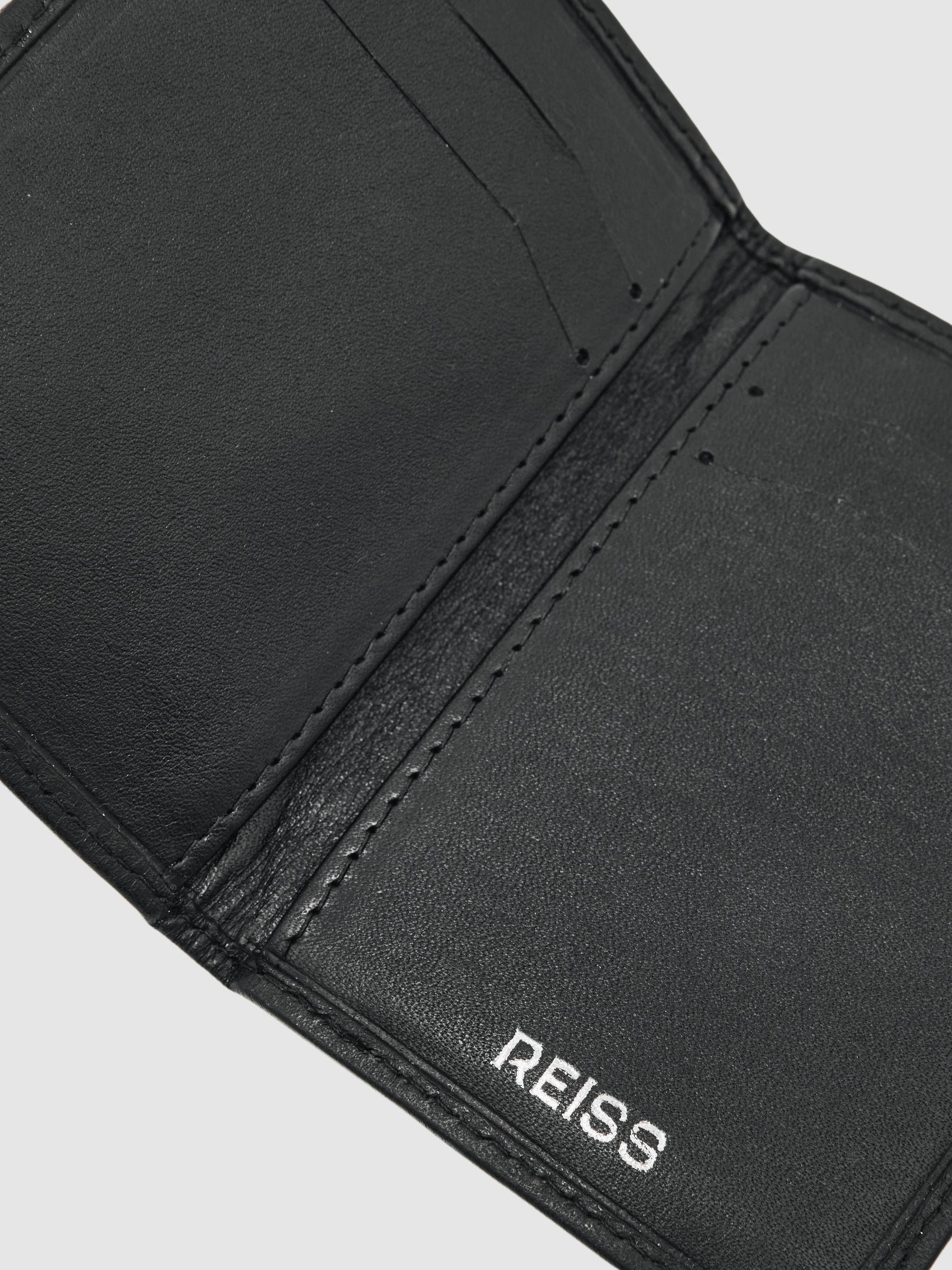 Leather Large Lattice-Effect Cardholder in Black Product Image