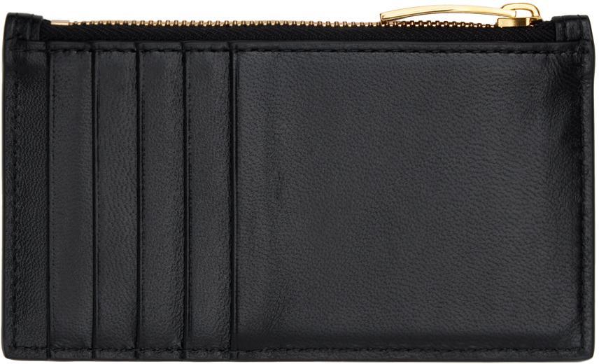 BOTTEGA VENETA Black Cassette Zippered Card Holder In 8425 Black-gold Product Image