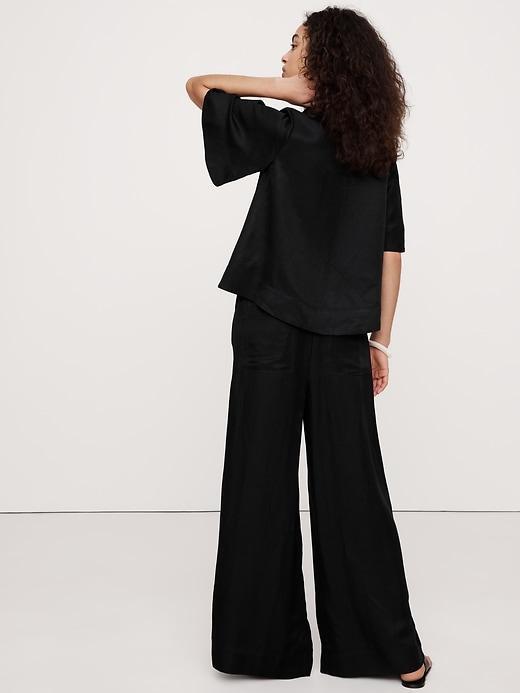 Pull-On Wide Leg Satin Pant Product Image