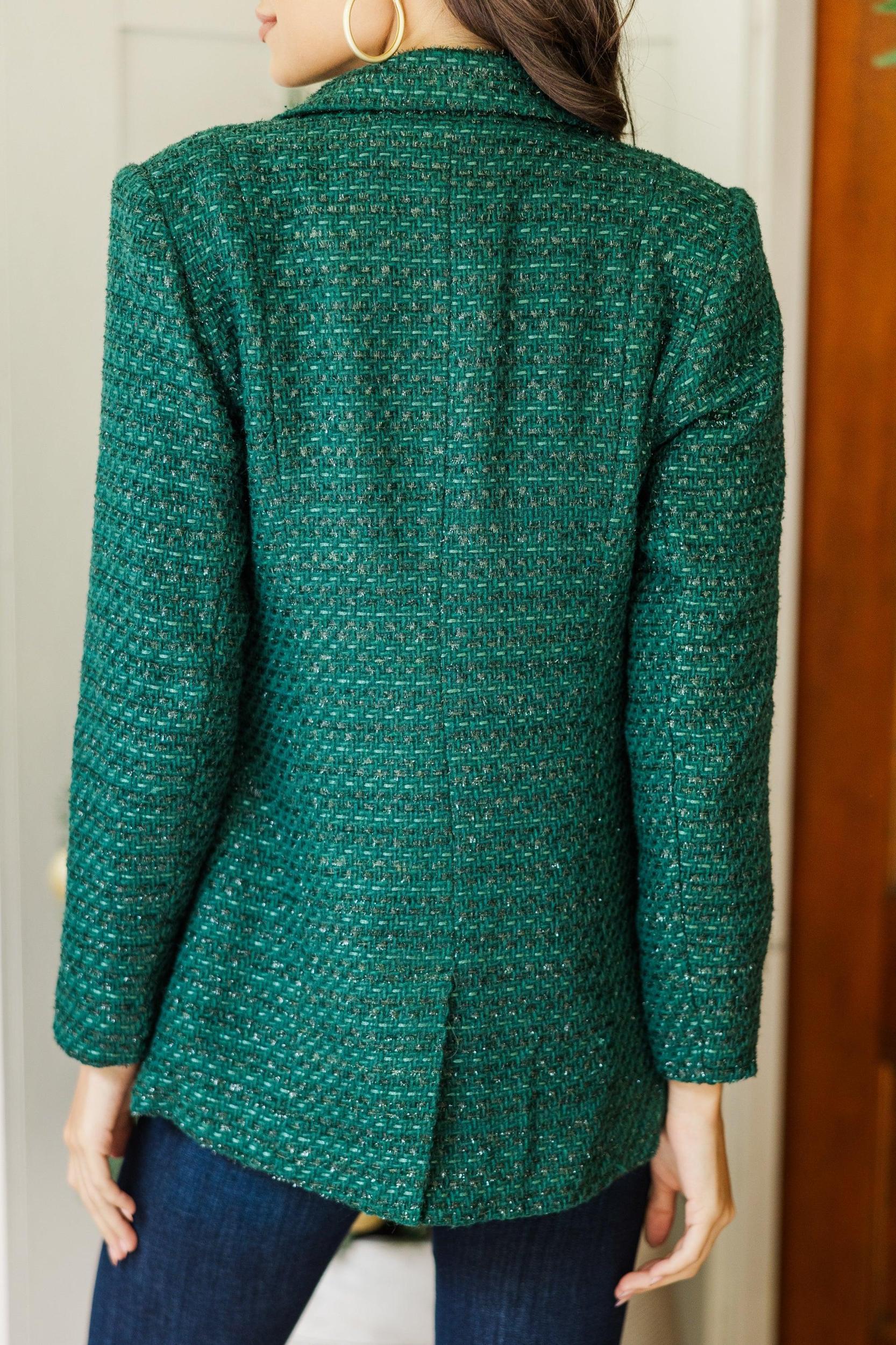 In Your Love Emerald Green Tweed Blazer Female Product Image