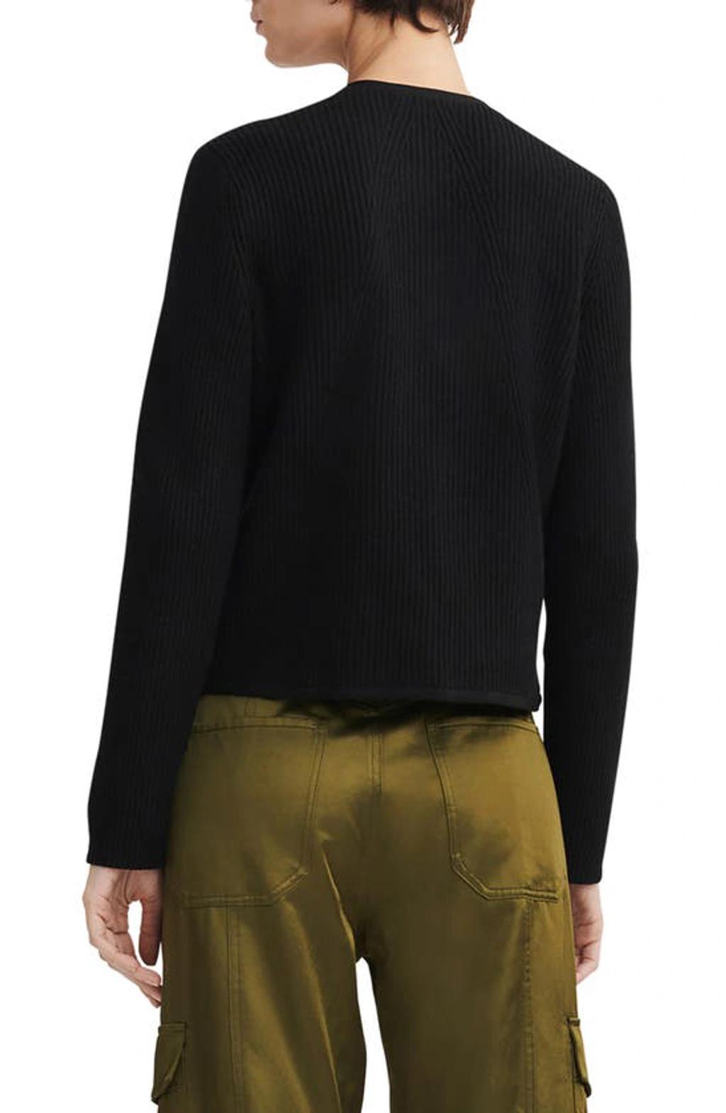 RAG & BONE Nancy Rib Merino Wool Blend Cardigan In Black Product Image