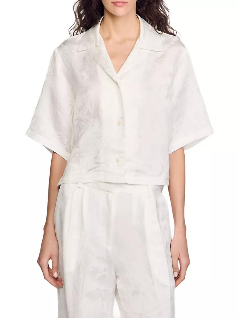 Cropped Shirt with Jacquard Bows Product Image