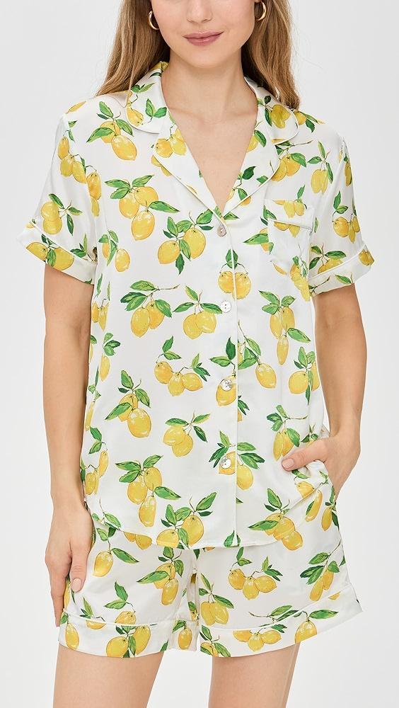 Petite Plume Silk Classic Short Set in Amalfi Lemons | Shopbop Product Image