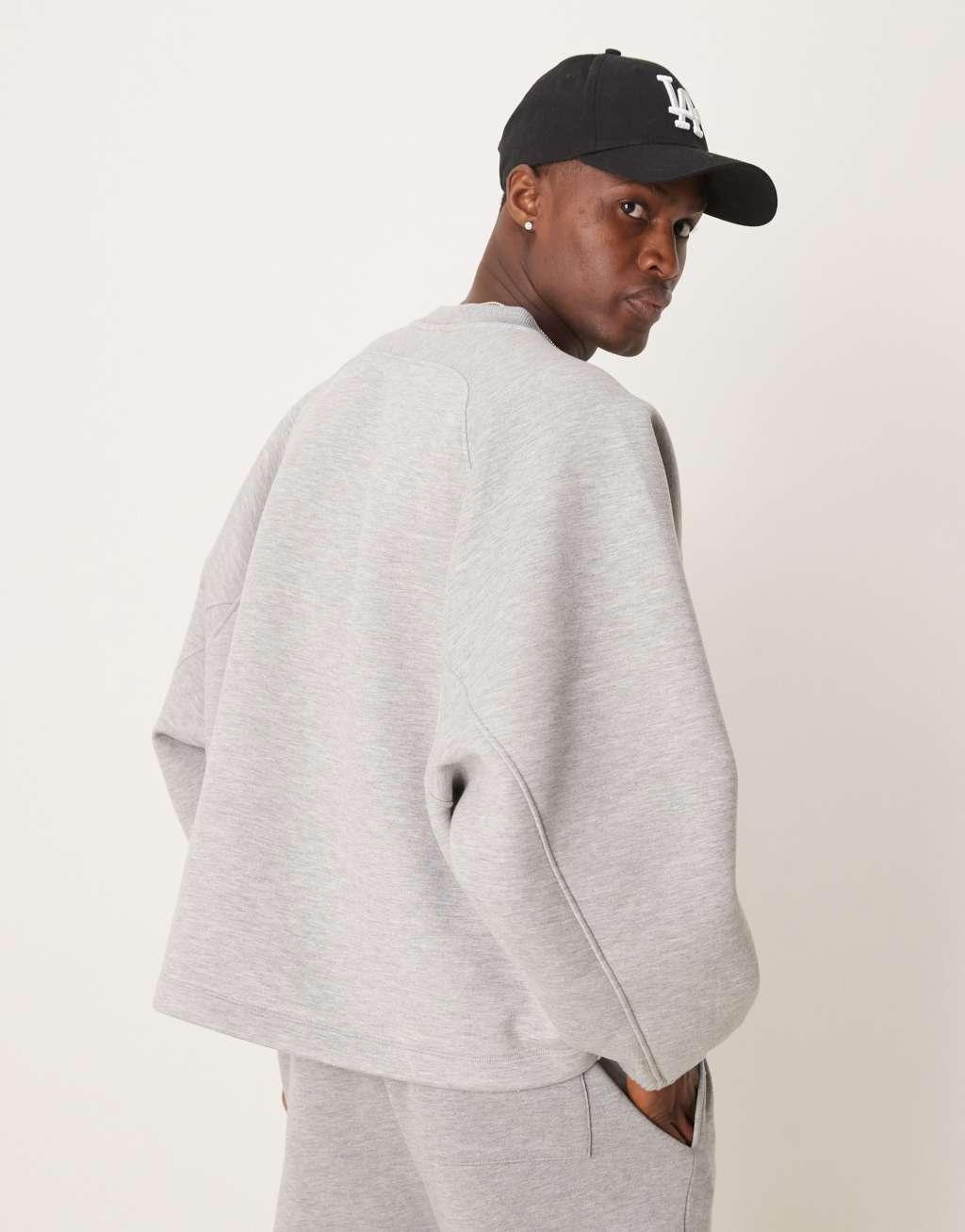 ASOS DESIGN scuba extreme oversized sweatshirt in gray heather | ASOS Product Image