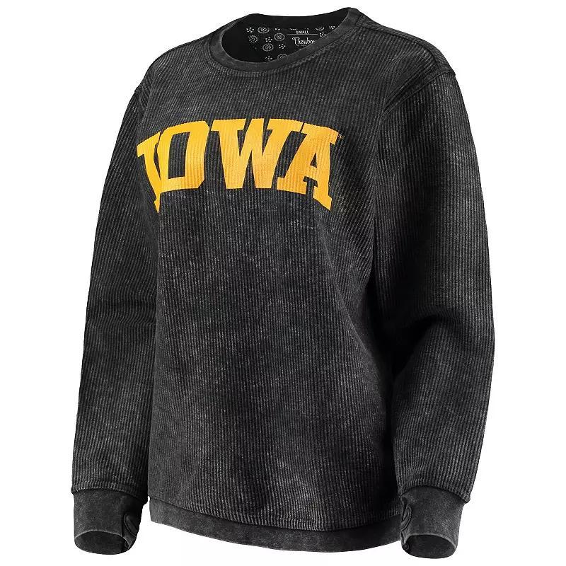 Womens Pressbox Iowa Hawkeyes Comfy Cord Vintage Wash Basic Arch Pullover Sweatshirt Product Image