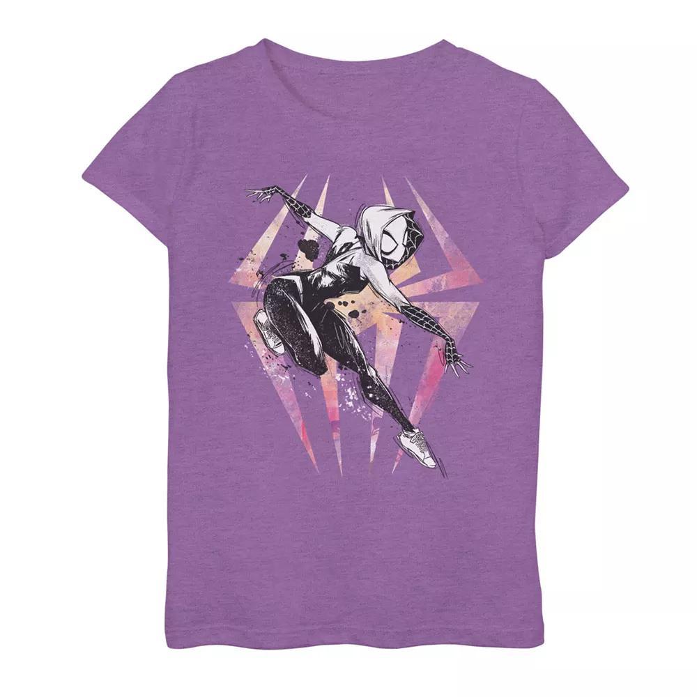 Girls 7-16 Marvel Spider-Man Across The Spider Verse Spider-Gwen Punk Graffiti Graphic Tee, Girl's, Size: Medium, Purple Berry Product Image