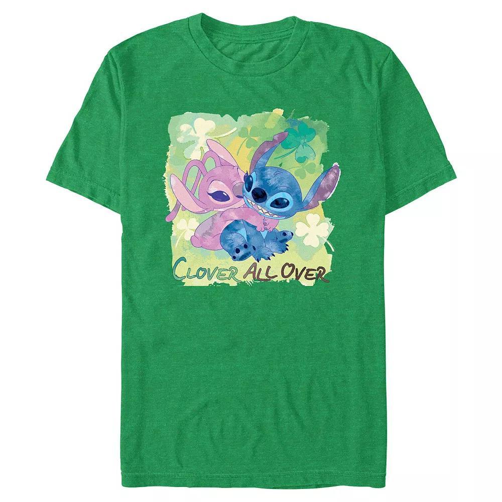 Disney's Lilo & Stitch Clover All Over Big & Tall Graphic Tee, Men's, Size: 5XL, Kelly Grey Product Image