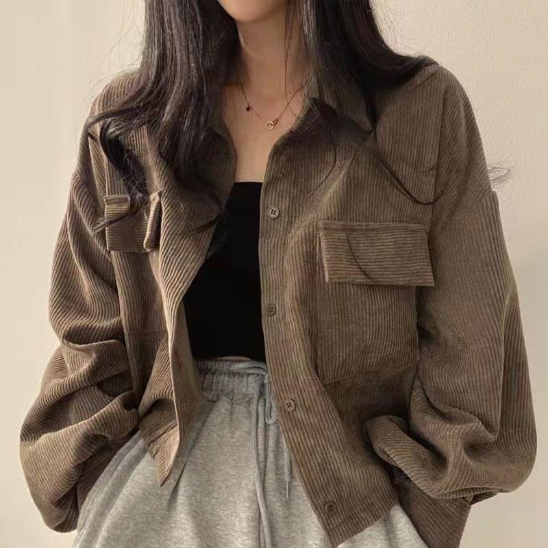 Corduroy Crop Shirt Jacket Product Image