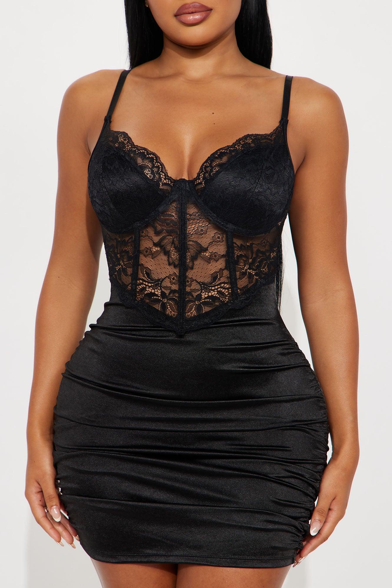 Date Night Ruched Satin Chemise - Black Female Product Image