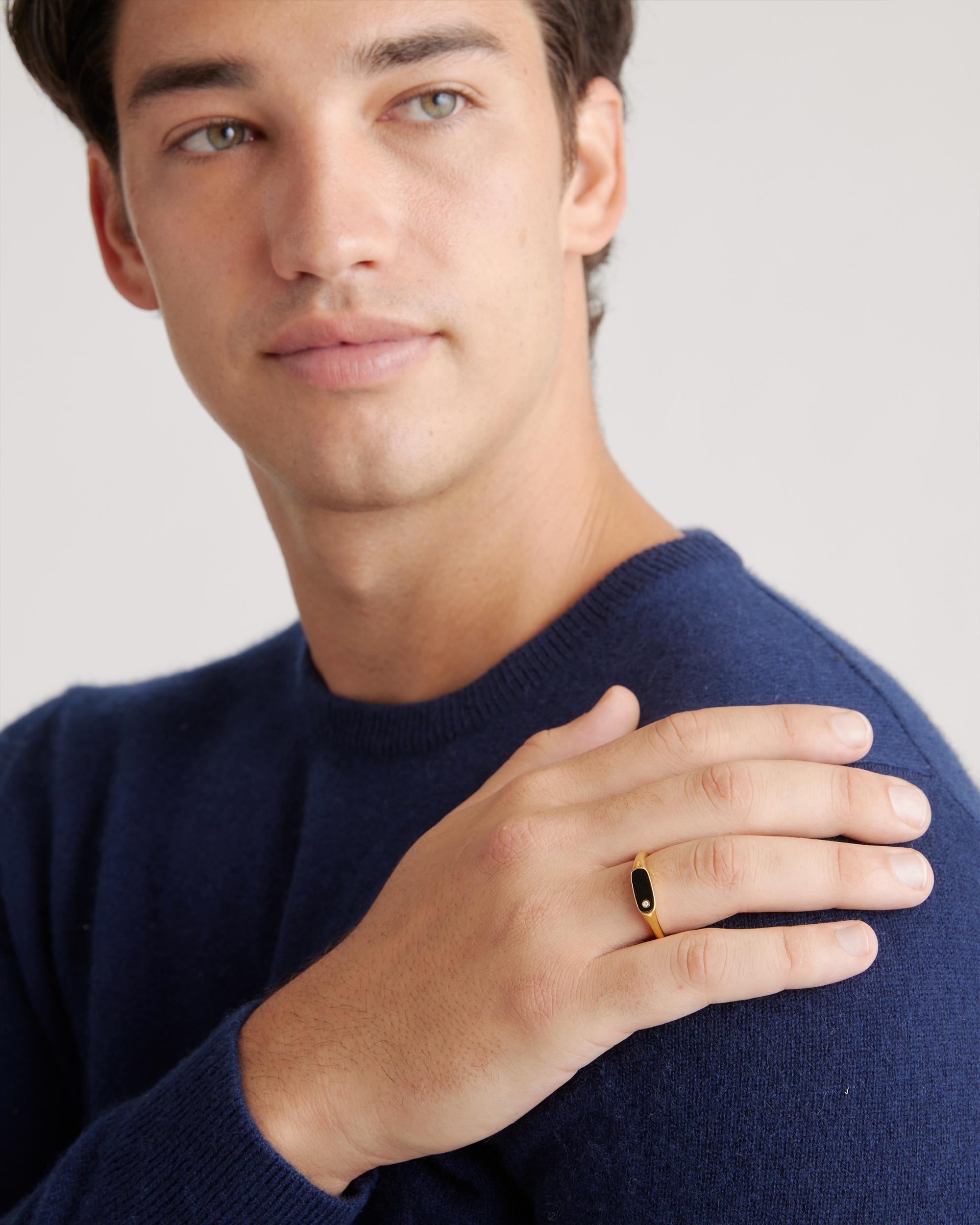 Quince | Men's Oblong Bezel Diamond Signet Ring Product Image