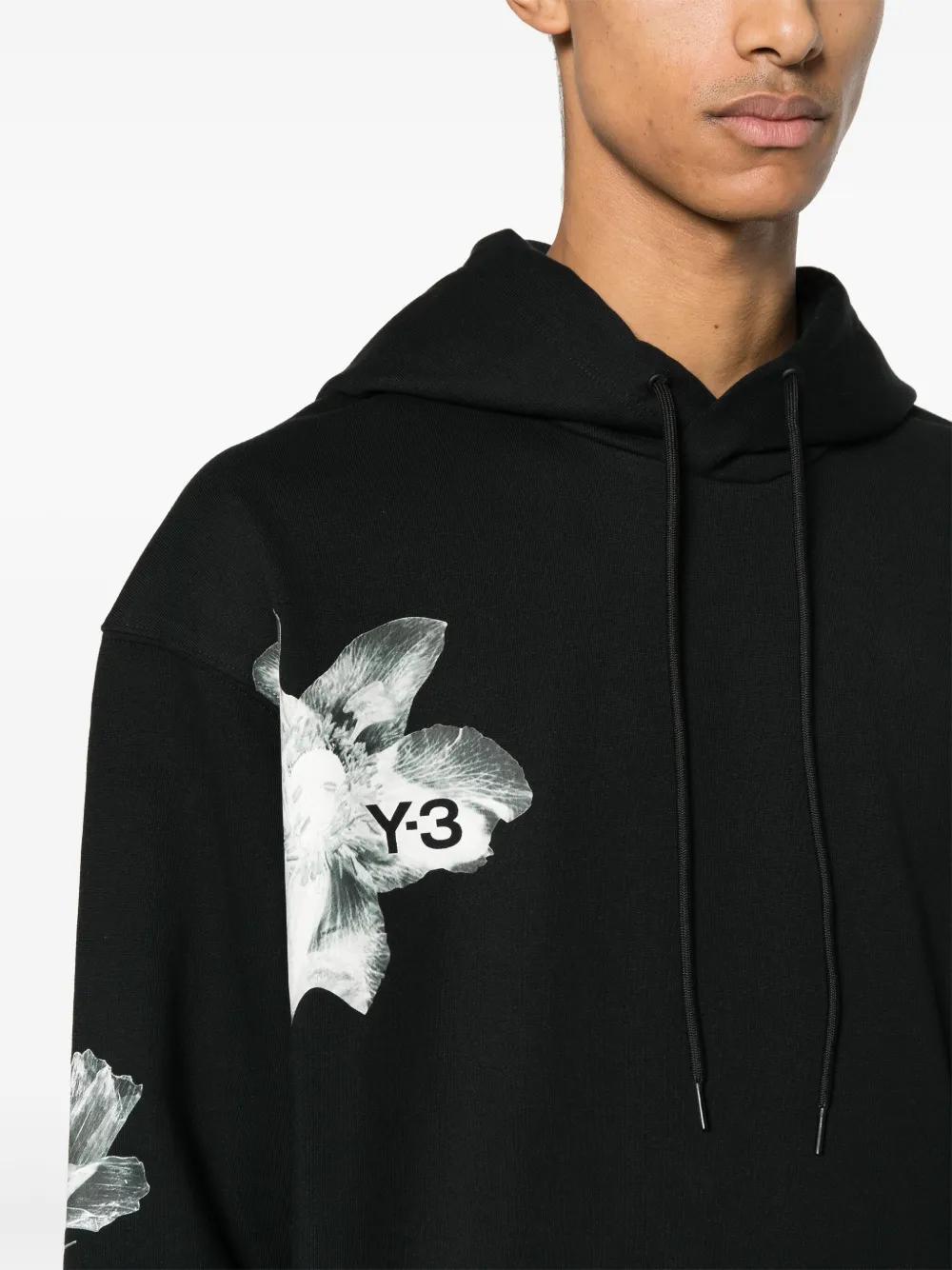 floral-print drawstring hoodie Product Image