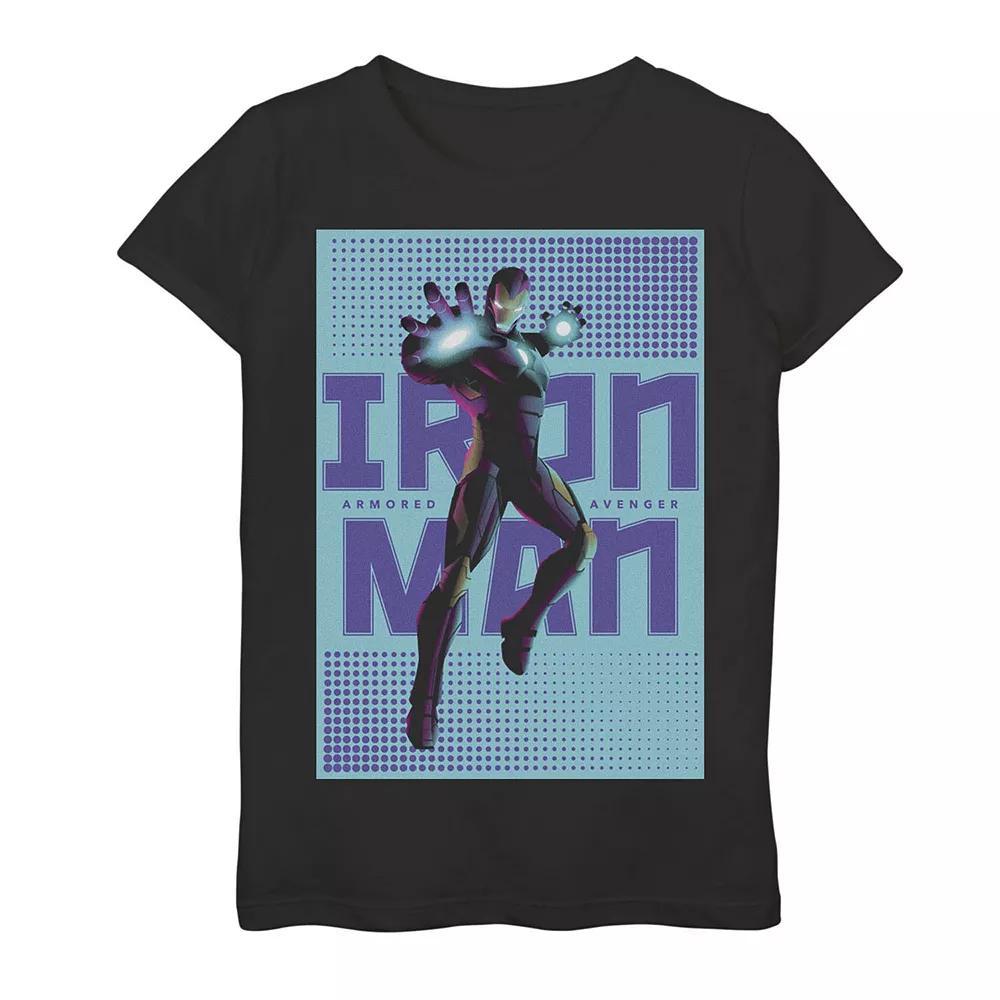 Girls 7-16 Marvel Iron Man Halftone Pop Art Poster Tee, Girl's, Size: Large, Black Product Image