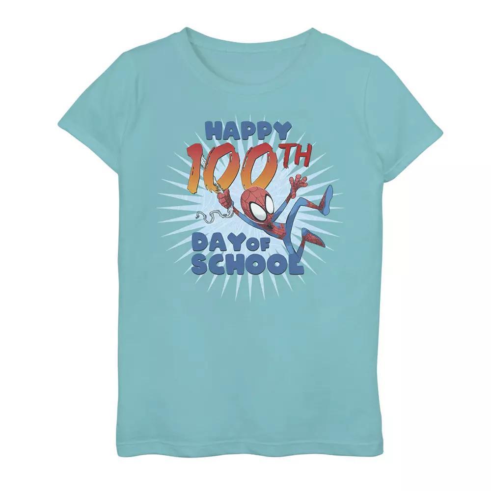Girls 7-16 Marvel Spider-Man 100th Day Of School Text Tee, Girl's, Size: XL, Pink Product Image