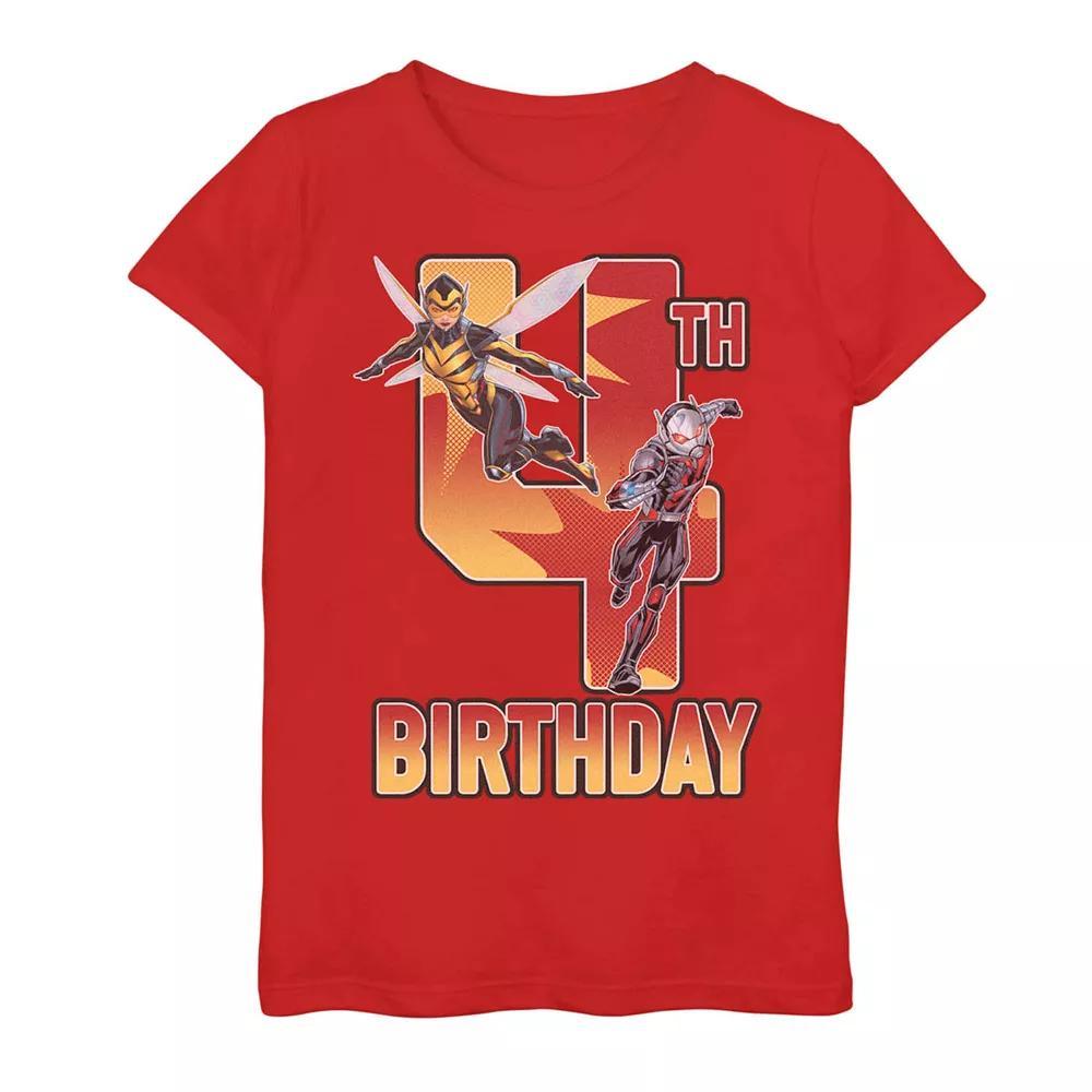 Girls 7-16 Marvel Wasp & Ant-Man 4th Birthday Tee, Girl's, Size: Medium, Red Product Image
