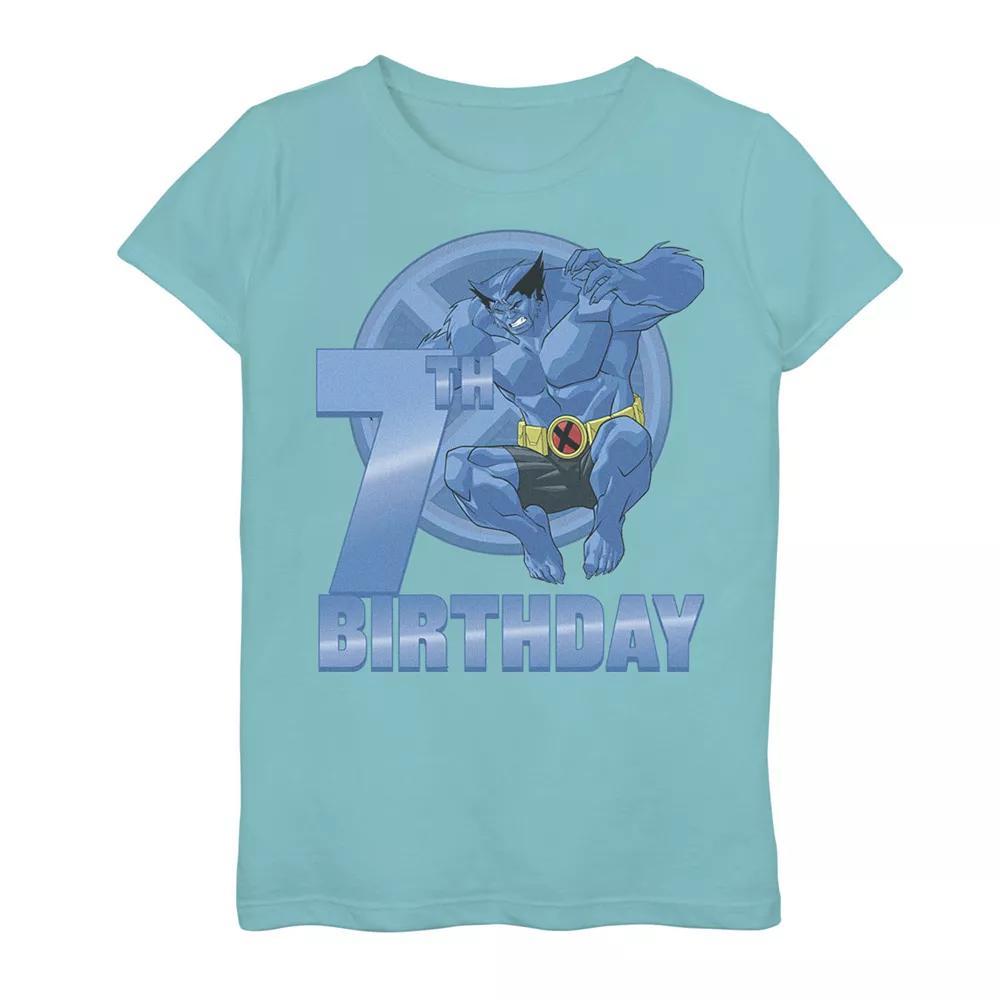 Girls 7-16 Marvel X-Men Beast 7th Birthday Badge Graphic Tee, Girl's, Size: Small, Tahi Blue Product Image