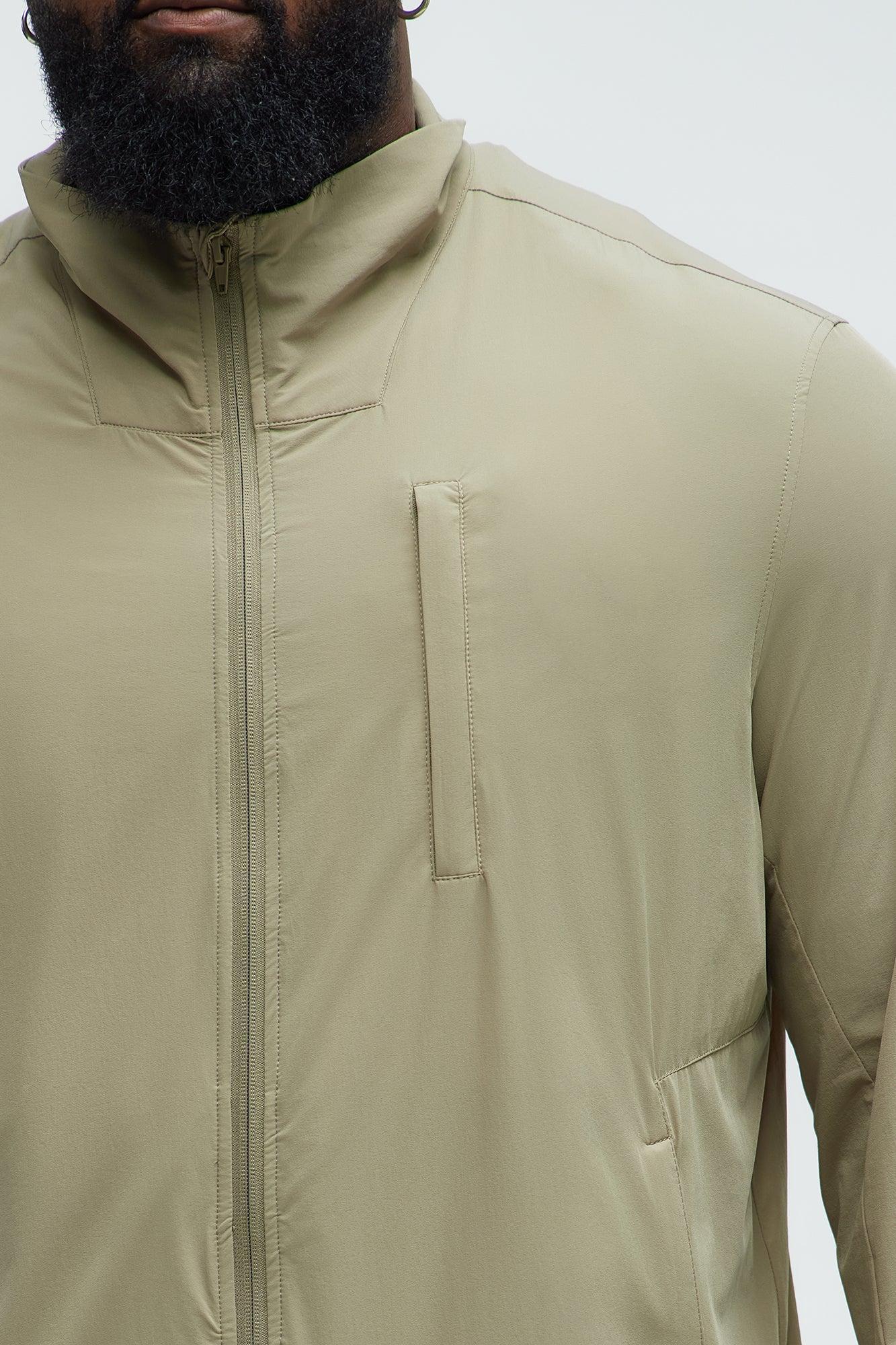 Lightweight Stretch Running Windbreaker Jacket - Taupe Product Image