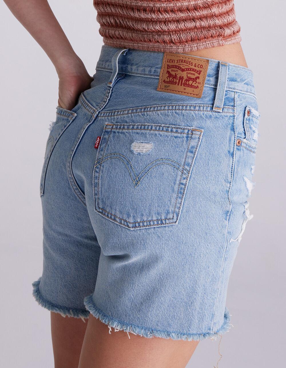 LEVI'S 501 High Rise Mid-Thigh Womens Denim Shorts - Earthquake Product Image