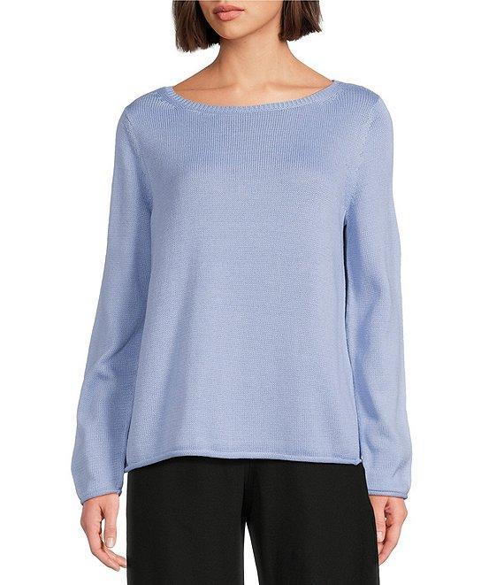 Eileen Fisher Peruvian Cotton Blend Boat Neck Long Sleeve Sweater Product Image
