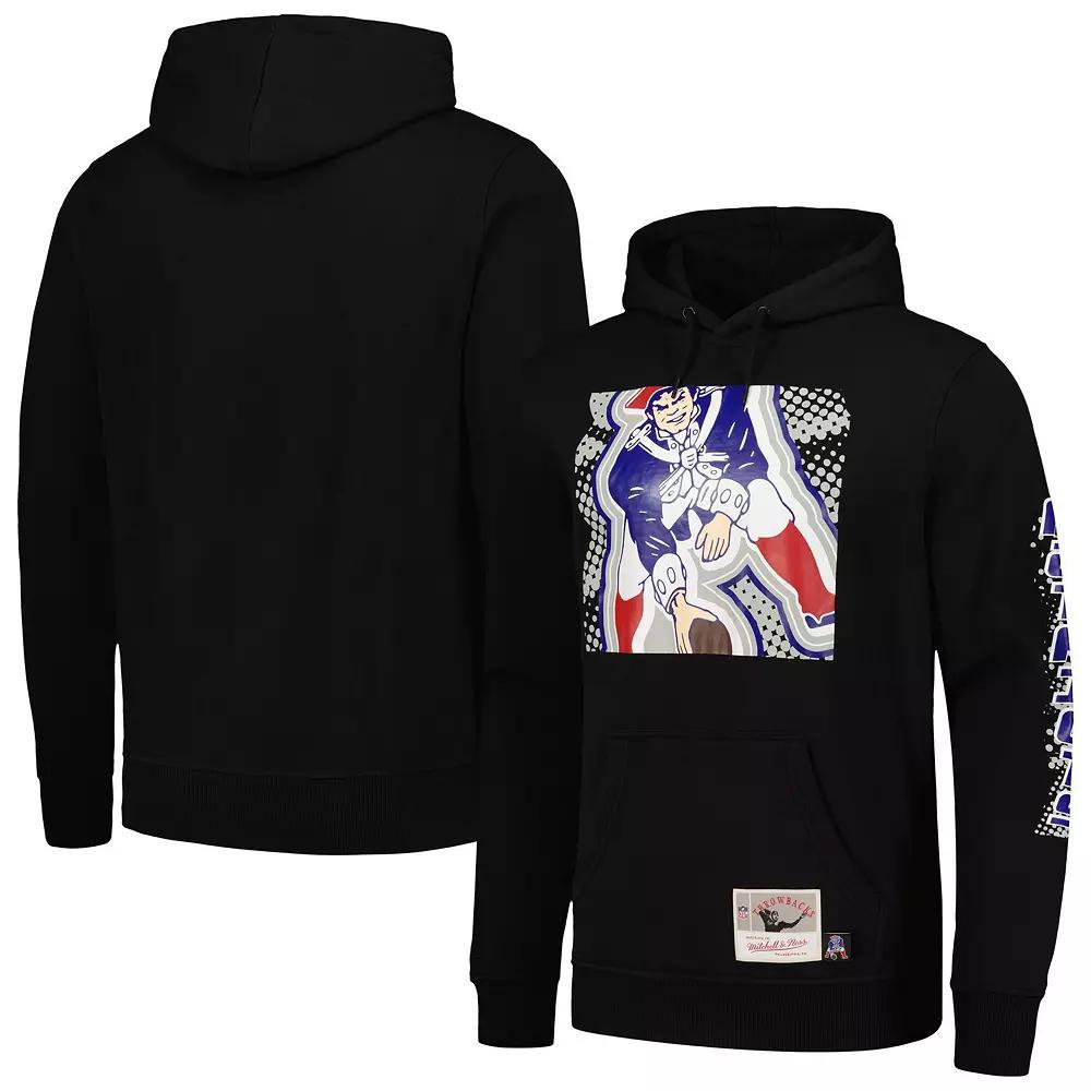Men's Mitchell & Ness Black New England Patriots Gridiron Classics Big Face 7.0 Pullover Hoodie, Size: Medium Product Image