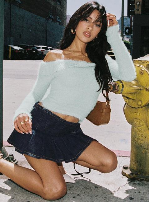 Coecoe Off The Shoulder Sweater Grey Product Image